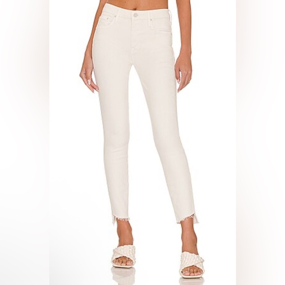 Mother Size 26 The Looker Ankle Step Fray in Cream Puffs White Skinny Jean - Picture 1 of 7